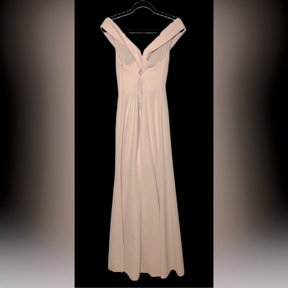NWT Dessy Collection Off-the-Shoulder Criss Cross Back Trumpet in Cameo, Size 2R - Picture 7 of 16
